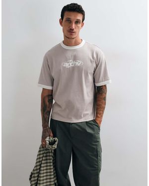 ASOS T-Shirt Ringer Squadrata E Comoda - Grigio