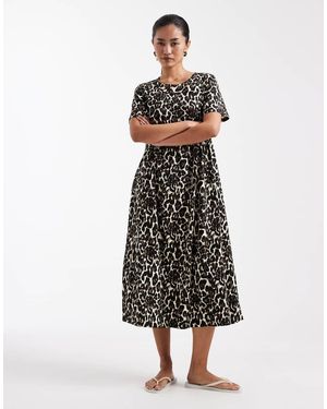 Threadbare Jersey Midi Jurk Met Korte Mouwen - Wit