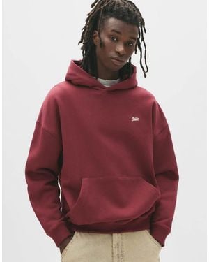 Pull&Bear Felpa Con Cappuccio Bordeaux Con Logo "Stwd" Ricamato - Rosso