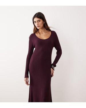 ARRANGE Ribbed Scoop Neck Maxi Dress - Purple