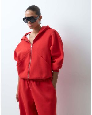 ASOS Long Sleeve Zip Front Hoodie Co-ord - Red