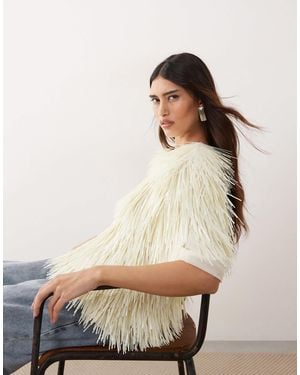 ARRANGE All Over Shard Sequin Strong Shoulder T-Shirt - White