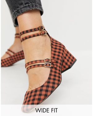 ASOS Wide fit - wilma - scarpe mary jane a pianta larga con tacco medio a quadri - Multicolore
