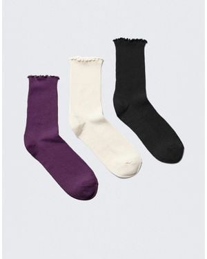 Weekday 3-pack Frilly Socks - Grey
