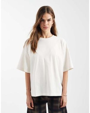 4th & Reckless Exclusive Cotton Embroidered Logo Drop Shoulder Boxy Oversized T-shirt - White