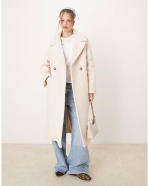 River Island Slouchy Wool Look Overcoat - Natural