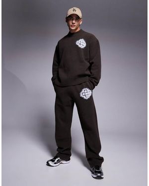 The Couture Club Co-ord Fluffy Knit Emblem joggers - Blue