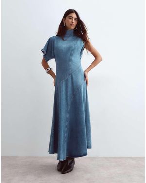 ARRANGE Denim Maxi Jurk Met Naaddetail - Blauw