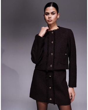 River Island Bouclé Jas Met Opgestikte Zak - Zwart