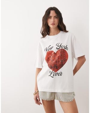 ASOS Oversized T-shirt With New York Lover Graphic - White