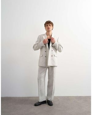 TOPMAN Americana Holgada De Bouclé Texturizado-Blanco