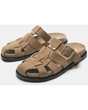 Pull&Bear Sandali Stile Sabot A Gabbia Marroni - Neutro