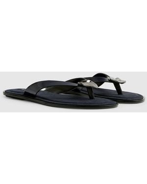 River Island Studded Detail Toe Thong Flat Sandal - White