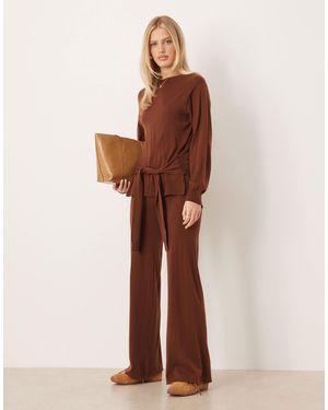Mango Kendrik Tie Waist Sweater Co-ord - Brown