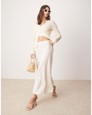 Vila Dobby Texture Midi Skirt - Natural