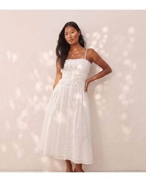 Miss Selfridge Poplin Shirred Body Button Through Maxi Dress - White