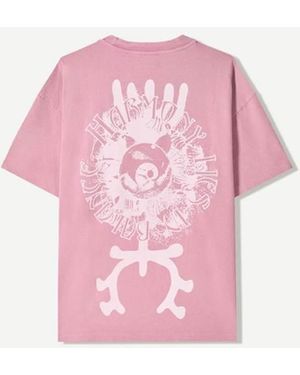 Bershka Short Sleeve T-shirt With Print - Pink