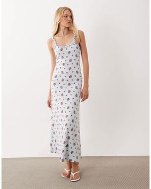 Miss Selfridge Printed Cami Rib Maxi Dress - White