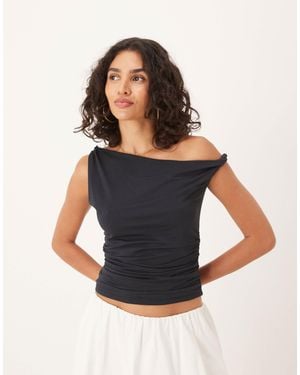 Abercrombie & Fitch Asymmetric Twist One Shoulder Top - Black