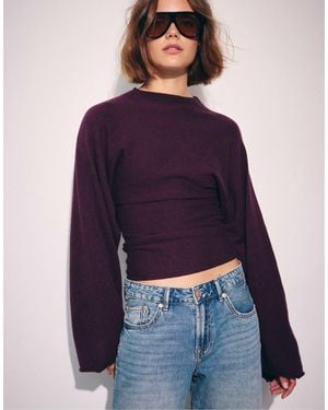 Stradivarius Pull en maille à col montant et manches kimono en foncé - Bleu