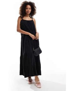 Brave Soul Strappy Smock Midi Dress - Black