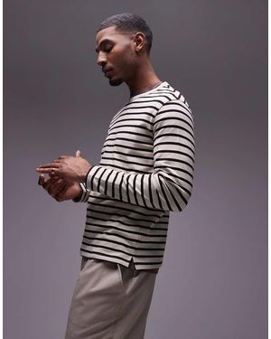 Mango Camiseta A Rayas Rojo Oscuro De Manga Larga De - Gris