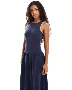 4th & Reckless Vestido Semilargo Sin Mangas Con Cintura Baja Y Cuello De Nadadora De - Azul