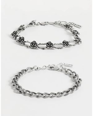 ASOS Pack De 2 Pulseras De Cadena De Eslabones Gruesos En Plateado - Gris