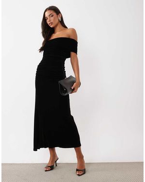 Bardot Vestido Maxi De Terciopelo Con Escote Y Un Hombro Con Godets - Blanco