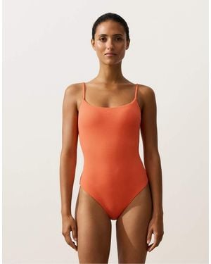 Oysho Piqué Triangle Swimsuit - Orange