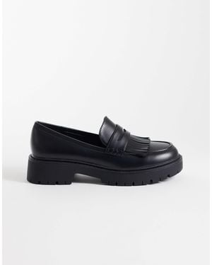 London Rebel Palmer Tassel Chunky Loafers - Black
