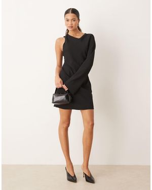 Mango One Shoulder Mini Dress - Natural