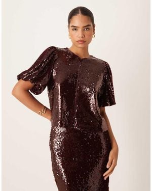 Y.A.S Premium Sequin Top Co-ord - Brown