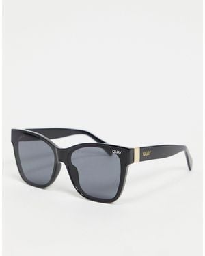 Quay Quay After Party Womens Square Sunglasses - Black