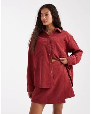 ASOS Wrap Over Co-ord Corduroy Skirt - Red