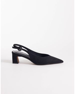 ASOS – swift – schuhe aus em wildlederimitat mit fersenriemen und blockabsatz - Blau