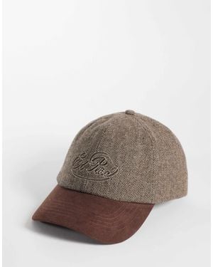 ASOS Tweed Cap With Embroidery - Brown