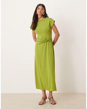 ASOS T-shirt Twist Waist Midi Dress - Green