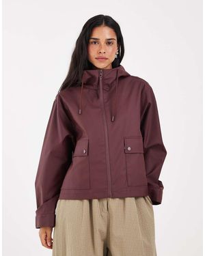 ONLY Chaqueta Impermeable Con Capucha En Oscuro-Rojo - Morado