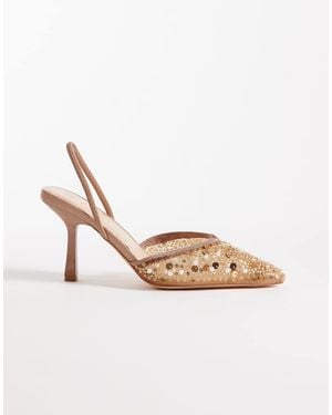 SEQWL Salado Slingback Embellished Heeled Shoes - Brown