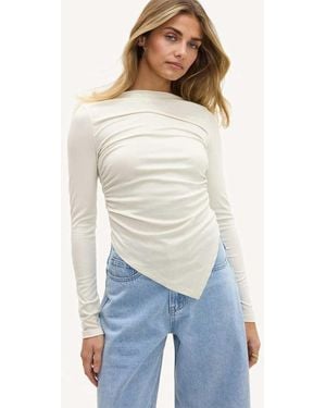 Loavies Long-Sleeved Asymmetric Top - White