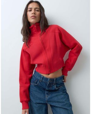 ASOS Sweatshirt Met Naaddetail En Aansluitende Pasvorm - Rood