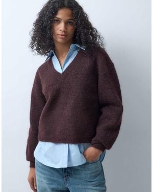 New Look V-neck Boxy Knit Jumper - Blue