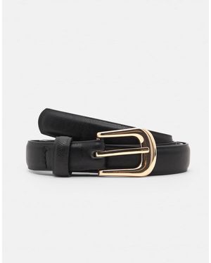 Pull&Bear Ceinture fine aspect cuir - Noir