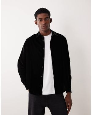 ASOS Relaxed Velvet Shirt - Black