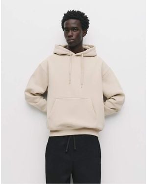 Pull&Bear Felpa Basic Con Cappuccio - Neutro