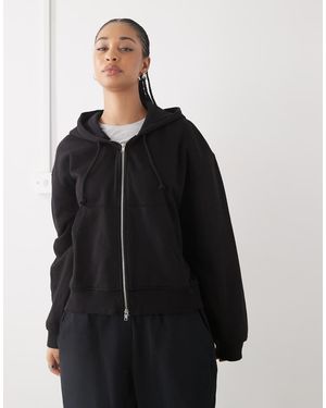 Weekday Sudadera Negra Con Capucha Y Cremallera Essence De - Azul