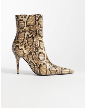 ASOS Rhea Botines De Tacón Alto Con Estampado De Serpiente-Multi - Blanco
