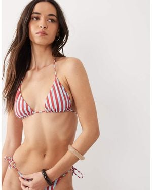 Free Society Deckchair Stripe Triangle Bikini Top - Natural