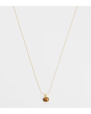 Orelia Collana Con Ciondolo Occhio Di Tigre Placcata 18 Ct - Bianco
